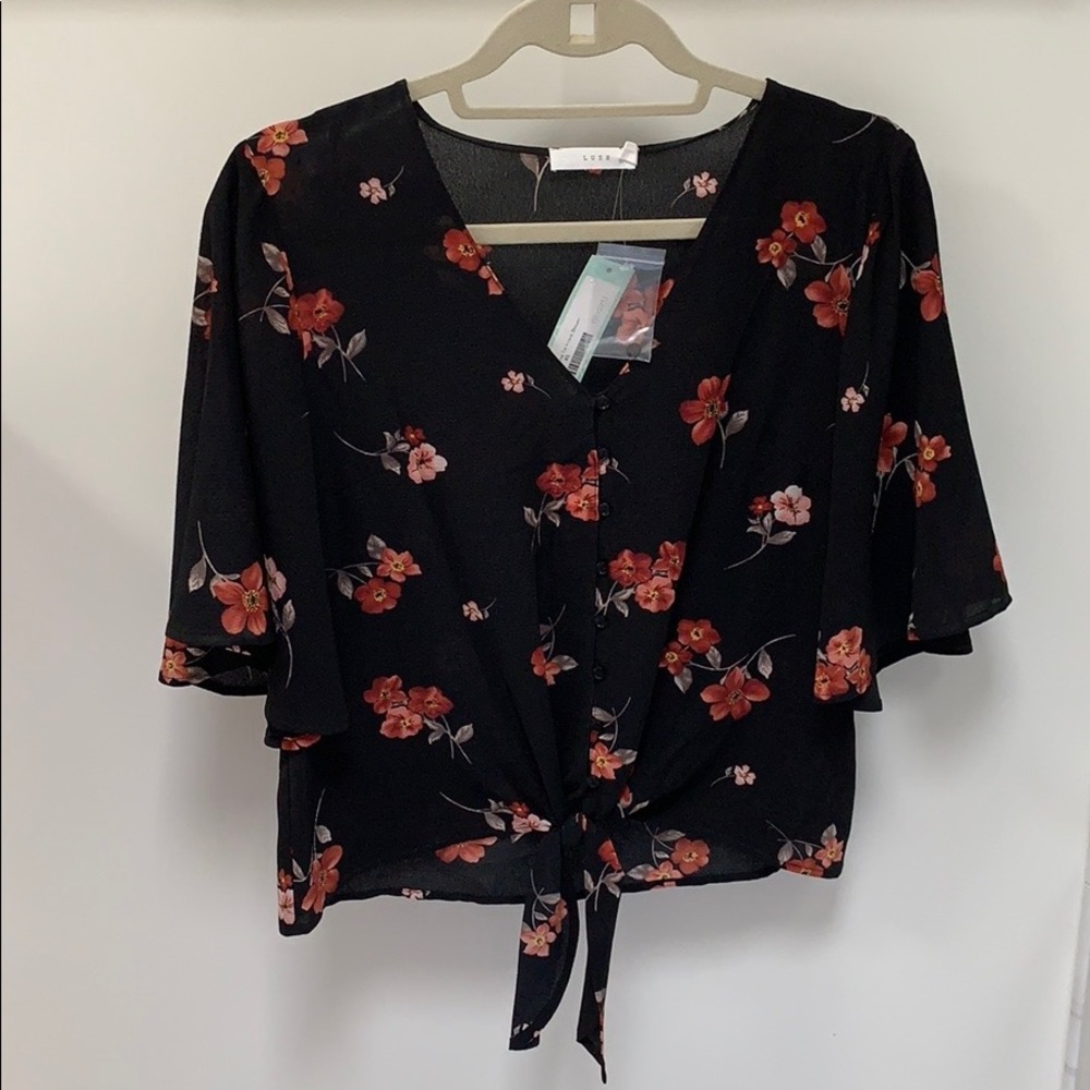 Lush Krisantha Blouse - XS - black/floral